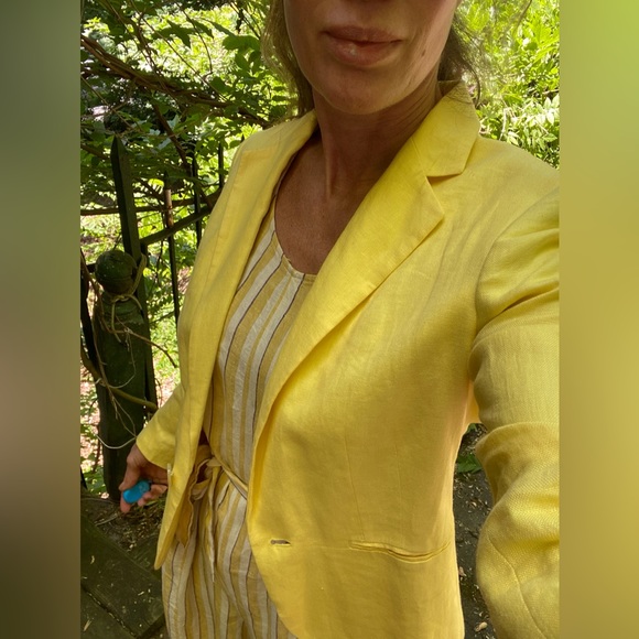 Ralph Lauren canary yellow linen jacket Sz 6 - Picture 14 of 16